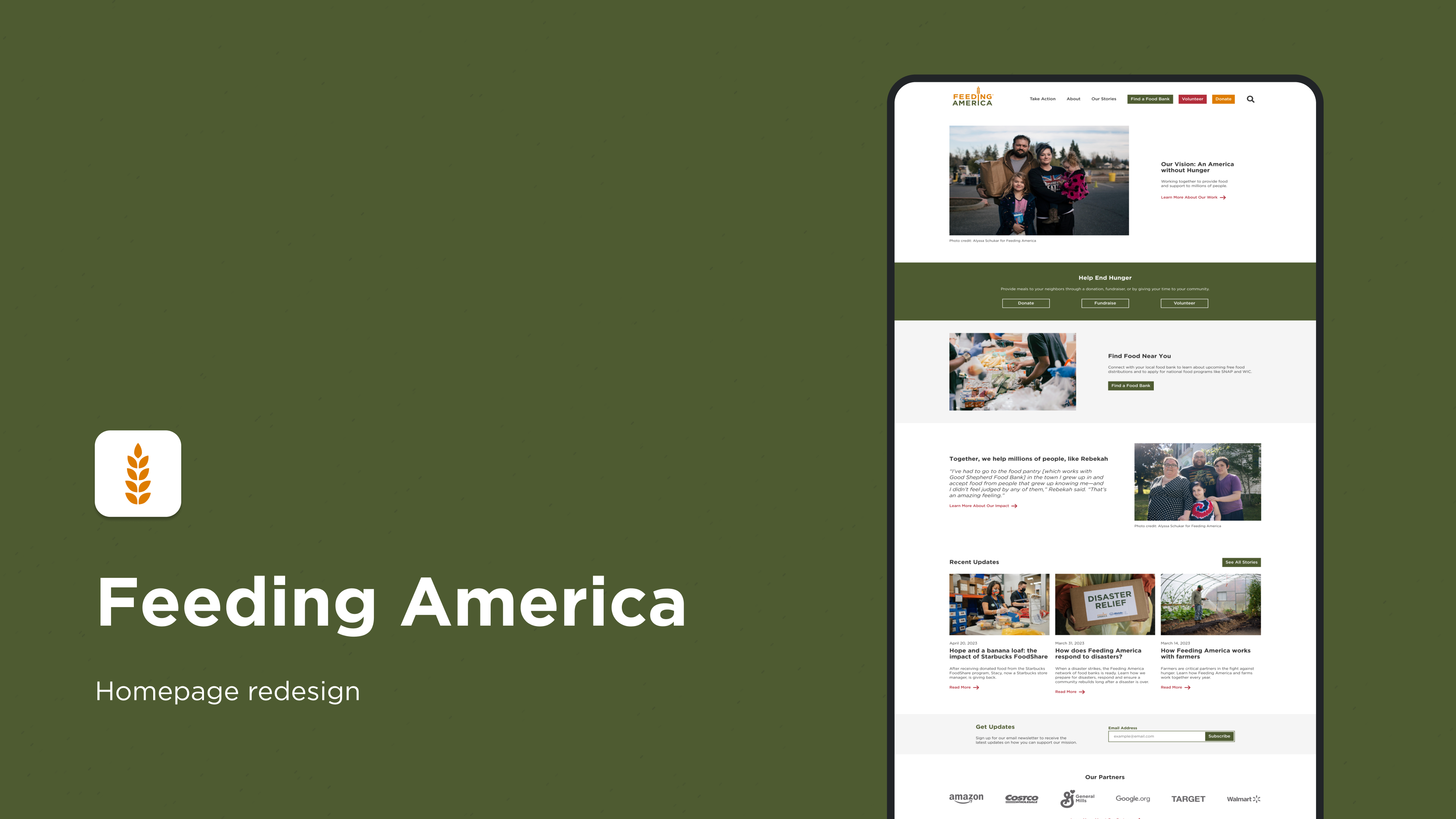 Laptop with design of Feeding America homepage